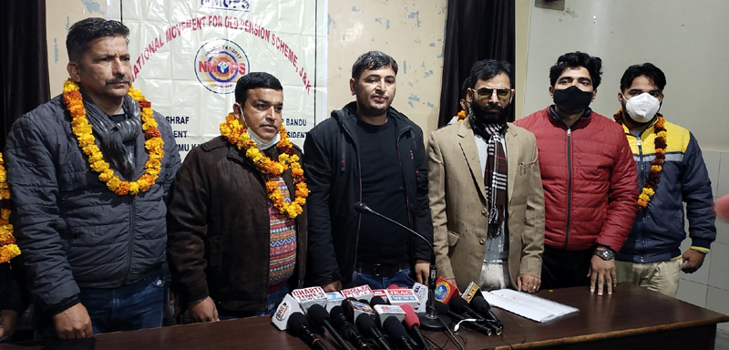 NMOPS J&K representatives at a press conference at Jammu on Saturday. -Excelsior/Rakesh NMOPS J&K representatives at a press conference at Jammu on Saturday. -Excelsior/Rakesh