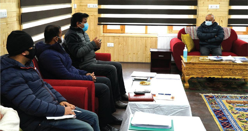 Lieutenant Governor of Ladakh RK Mathur chairing a meeting. —Excelsior/Basharat Ladakhi