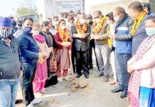 BJP leader and former Deputy CM, Kavinder Gupta kick starting development works at Greater Kailash on Friday.