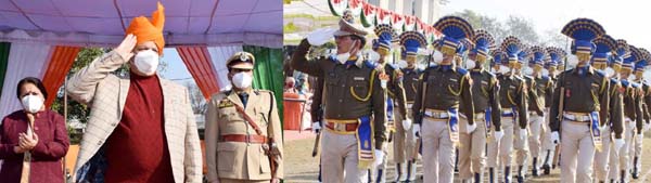 DDC Chairman Udhampur taking salute from march past.