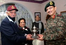 GOC-in-C, Northern Command, Lt Gen Y K Joshi visits his 1st CO, Col (Retd), K S Jamwal in Jammu on Monday.