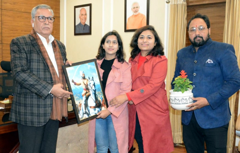 A delegation of trustees of General Zorawar Singh Trust offers portrait of the General to Advisor, Farooq Khan. A delegation of trustees of General Zorawar Singh Trust offers portrait of the General to Advisor, Farooq Khan.