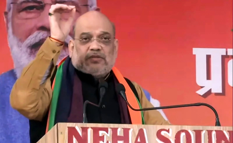 Union Home Minister and Minister of Cooperation Amit Shah addressing 'Prabhavi Matdaata Samwad' in Muzaffaenagar on Saturday. (UNI) Union Home Minister and Minister of Cooperation Amit Shah addressing 'Prabhavi Matdaata Samwad' in Muzaffaenagar on Saturday. (UNI)