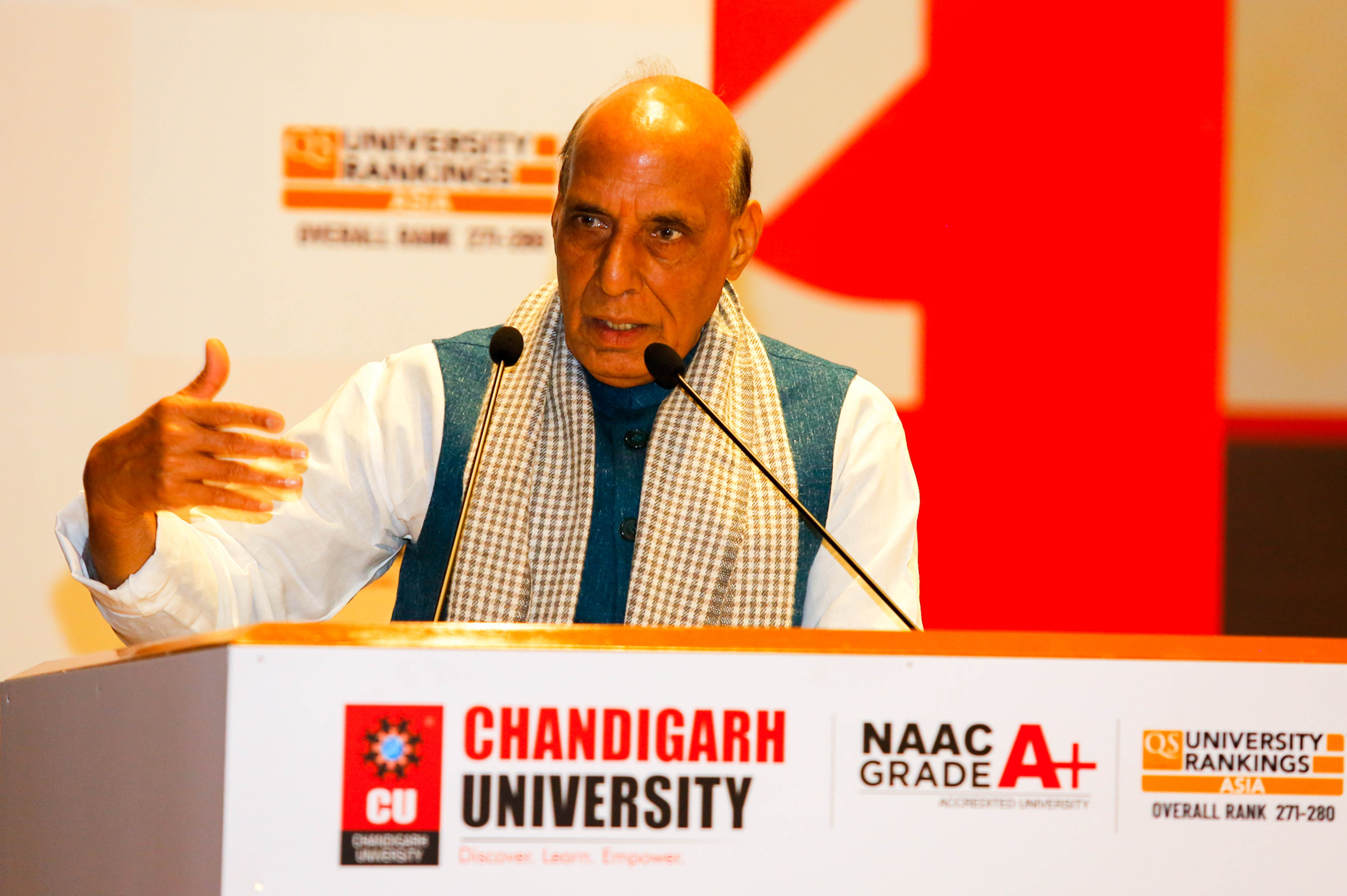 Defence Minister Rajnath Singh addressing the gathering after inaugurating Kalpana Chawla Centre for Research in Space Science and Technology at Chandigarh University on Monday. UNI Defence Minister Rajnath Singh addressing the gathering after inaugurating Kalpana Chawla Centre for Research in Space Science and Technology at Chandigarh University on Monday. UNI