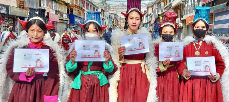 Students during re-launch of Yashoda in Leh on Friday. Students during re-launch of Yashoda in Leh on Friday.