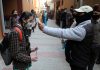 Students undergoing screening on entering the school premises on Monday. —Excelsior/Rakesh