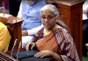 Union Finance Minister Nirmala Sitharaman presenting Union budget for 2022-23 at Parliament in New Delhi on Tuesday. (UNI)