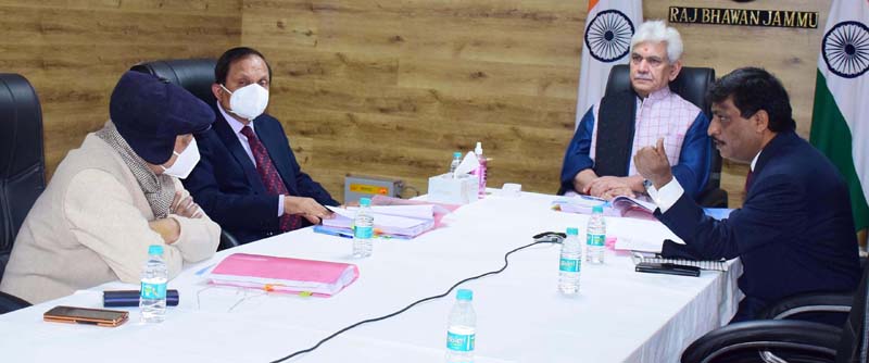 Lieutenant Governor Manoj Sinha chairing the AC meeting in Jammu on Wednesday.