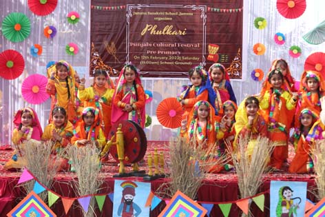 Pre-primary wing's toddlers of Sanskriti School presenting cultural performance during 'Phulkari' event at Jammu.