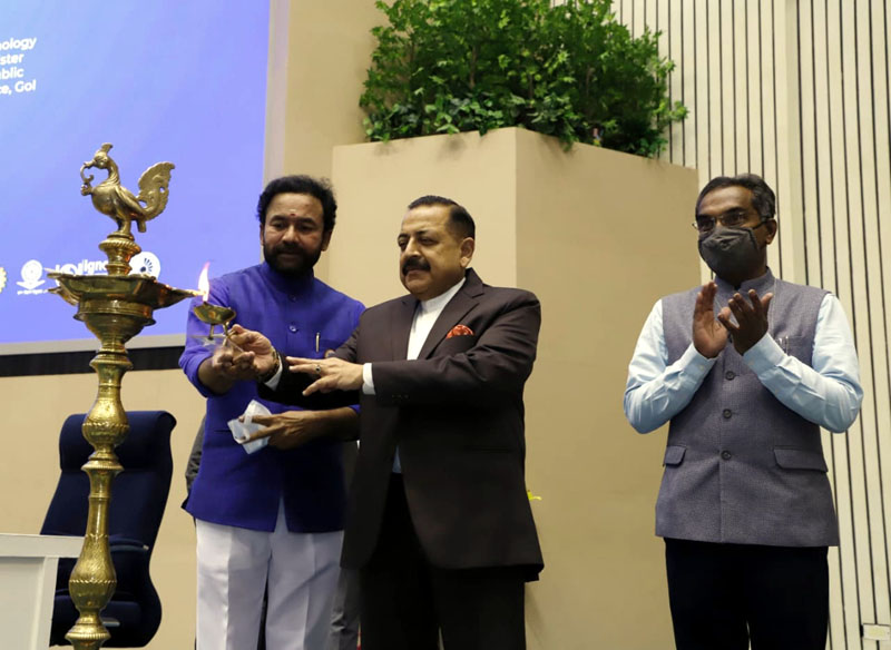 Union Minister Dr Jitendra Singh, along with Culture Minister G. Krishna Reddy, lighting the traditional lamp to inaugurate Union Minister Dr Jitendra Singh, along with Culture Minister G. Krishna Reddy, lighting the traditional lamp to inaugurate