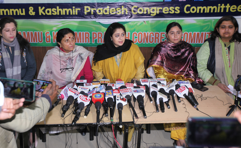 Bollywood actress & Congress leader Nagma addressing a press conference at Jammu on Wednesday. —Excelsior/Rakesh Bollywood actress & Congress leader Nagma addressing a press conference at Jammu on Wednesday. —Excelsior/Rakesh