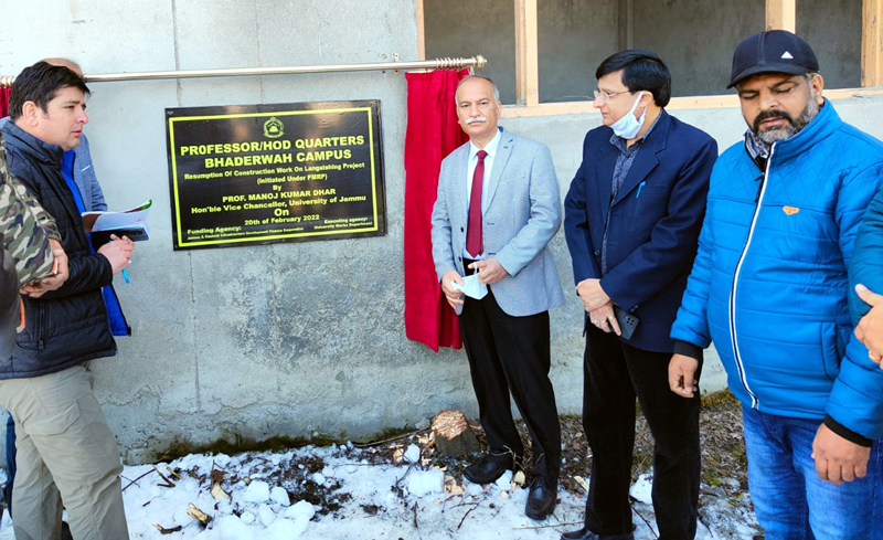JU VC unveiling foundation stone of faculty residence at Bhaderwah Campus. JU VC unveiling foundation stone of faculty residence at Bhaderwah Campus.