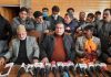 Contractors addressing joint press conference at Sumbal in Bandipora on Thursday.