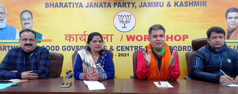 BJP leaders at a meeting in Jammu on Wednesday BJP leaders at a meeting in Jammu on Wednesday