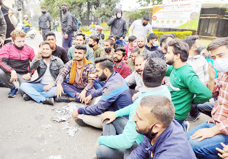ABVP activists protesting on Friday. ABVP activists protesting on Friday.