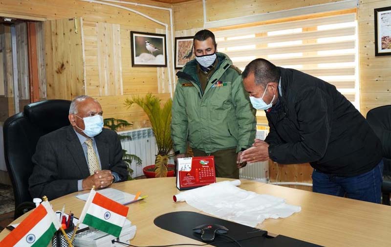 Contractors Association members during a meeting with LG of Ladakh R K Mathur in Leh on Wednesday. Contractors Association members during a meeting with LG of Ladakh R K Mathur in Leh on Wednesday.