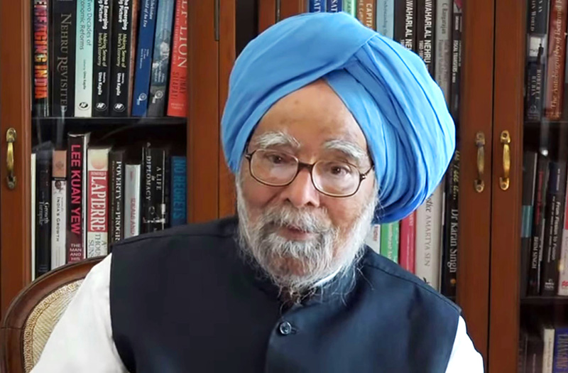 Former Prime Minister Dr Manmohan Singh delivering a video message to the people of Punjab in support of Congress candidates ahead of Punjab Assembly election, in New Delhi on Thursday. (UNI) Former Prime Minister Dr Manmohan Singh delivering a video message to the people of Punjab in support of Congress candidates ahead of Punjab Assembly election, in New Delhi on Thursday. (UNI)