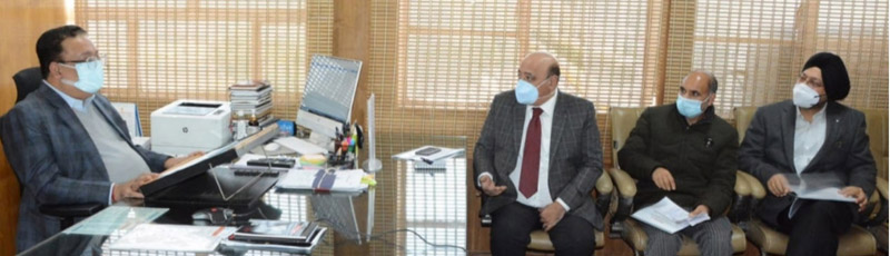 Principal Secretary APD, Navin Choudhary chairing a meeting in Jammu on Monday. Principal Secretary APD, Navin Choudhary chairing a meeting in Jammu on Monday.