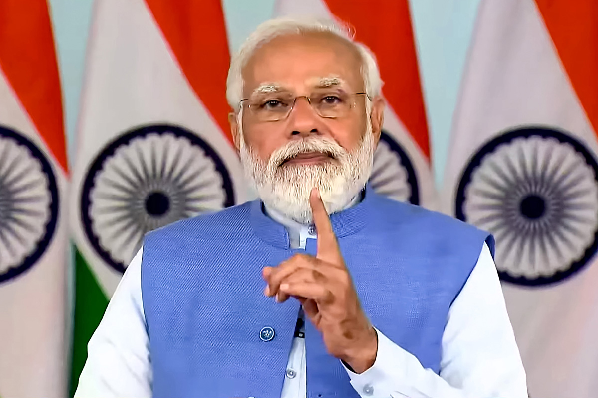 Prime Minisiter Narender Modi vertually addressing valedictory function of 2021 batch of officers trainee at LBSNAA, in New Delhi on Thursday. (UNI) Prime Minisiter Narender Modi vertually addressing valedictory function of 2021 batch of officers trainee at LBSNAA, in New Delhi on Thursday. (UNI)
