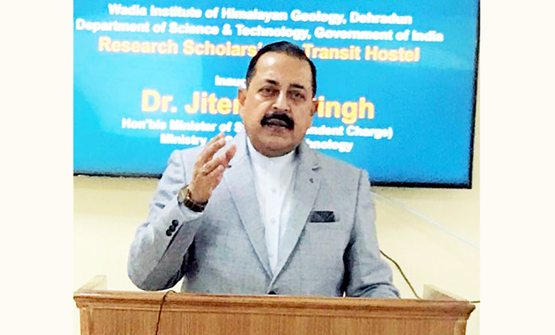 Union Minister Dr Jitendra Singh speaking after inaugurating Research Scholars' Hostel at Wadia Institute of Himalayan Geology (WIHG), Dehradun.