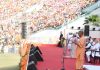 PM attending the oath taking ceremony of Yogi Adityanath as Chief Minister of Uttar Pradesh, in Lucknow on March 25, 2022.