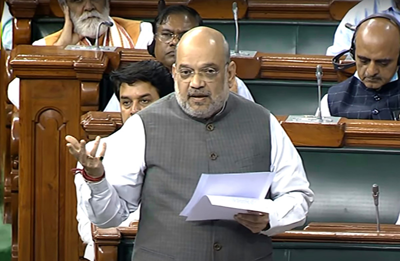 Union Home Minister Amit Shah speaking in Lok Sabha on Wednesday. (UNI ) Union Home Minister Amit Shah speaking in Lok Sabha on Wednesday. (UNI )