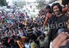 Bollywood actor Vidyut Jamwal interacting with fans at his native place in Bhalwal, Jammu on Monday. —Excelsior/Rakesh