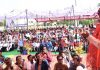 Union Minister Dr Jitendra Singh addressing a grand rally at Lakhanpur on Sunday. —Excelsior/Pardeep Sharma