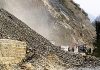 Jammu-Srinagar National Highway blocked due to triggering of shooting stones at Mehar in Ramban on Sunday. —Excelsior/Parvaz Mir