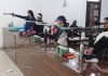 Shooters in action during the Inter-District competition at Jammu on Sunday.