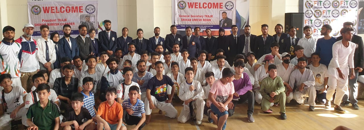 Winners of Karate Do Championship posing for a group photograph at Jammu. Winners of Karate Do Championship posing for a group photograph at Jammu.