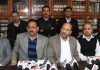 Office bearers of Bar Association Jammu during a press conference on Saturday. —Excelsior/Rakesh