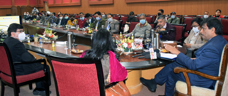 page3 Chief Secretary Dr Arun K Mehta chairing a meeting at Jammu on Thursday.
