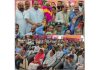 Senior BJP leaders, Devender Rana, Dr DK Manyal and others in a function at Hiranagar on Saturday.