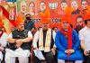 BJP national general secretary, Tarun Chugh along with other leaders at a rally at Ramban on Wednesday.