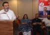 Apni Party President Syed Mohammed Altaf Bukhari addressing lawyers in Jammu on Saturday.