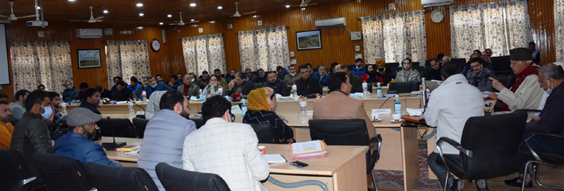 MP Dr. Farooq Abdullah Chairing a meeting on Monday. MP Dr. Farooq Abdullah Chairing a meeting on Monday.