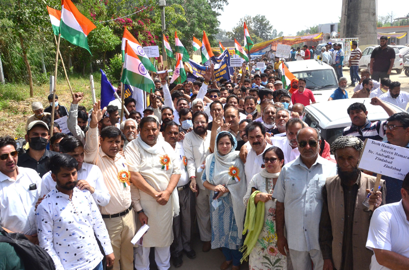 Members of JAC Reserved Categories and others during a protest rally in Jammu. Members of JAC Reserved Categories and others during a protest rally in Jammu.