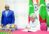 External Affairs Minister S Jaishankar writing in visiters book during the inauguration of National College for Policing and Law Enforcement (NCPLE) in Addu City on Sunday. (UNI)