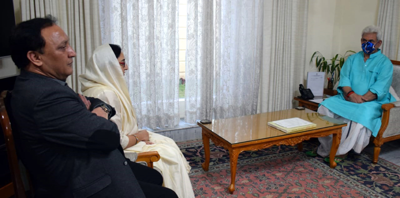 LG with Chairperson and members of J&K Waqf Board. LG with Chairperson and members of J&K Waqf Board.