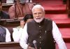 Prime Minister Narendra Modi speaking in Rajya Sabha during the Budget Session of Parliament in New Delhi on Thursday. (UNI)