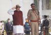 Union Home Minister Amit Shah saluting the CISF marching contingents on the occasion of Raising Day, in Ghaziabad on Sunday. (UNI)