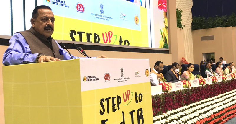 Union Minister Dr Jitendra Singh addressing “Step Up to End TB” event organised on World Tuberculosis Day, at Vigyan Bhawan New Delhi on Thursday. Union Minister Dr Jitendra Singh addressing “Step Up to End TB” event organised on World Tuberculosis Day, at Vigyan Bhawan New Delhi on Thursday.