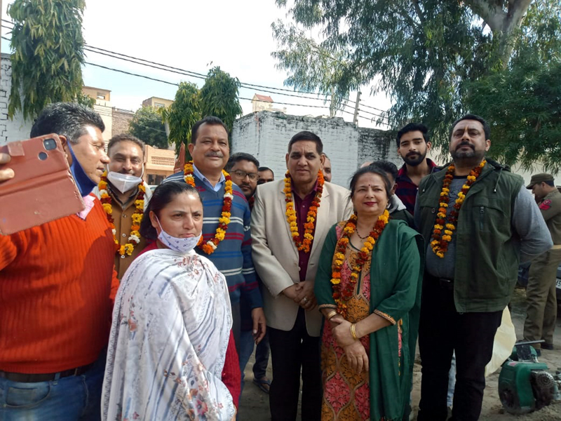 Mayor JMC alongwith others kick starting construction work for community hall at Sarwal on Monday. Mayor JMC alongwith others kick starting construction work for community hall at Sarwal on Monday.