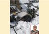 Wreckage of helicopter that crashed in Gurez on Friday. (Inset) Maj Sankalp Yadav.