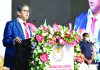 Chief Justice of India Justice N V Ramana addressing the inaugural function of Telangana State Judicial Conference 2022, in Hyderabad on Friday. (UNI)