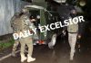 Security forces during encounter at Kunzar, Baramulla on Thursday. —Excelsior/Aabid Nabi