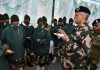 DG BSF Pankaj Kumar Singh interacting with BSF jawans along LoC in Kashmir on Sunday.