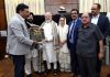 Kashmiri businessmen’s delegation with Prime Minister Narendra Modi in New Delhi on Tuesday.