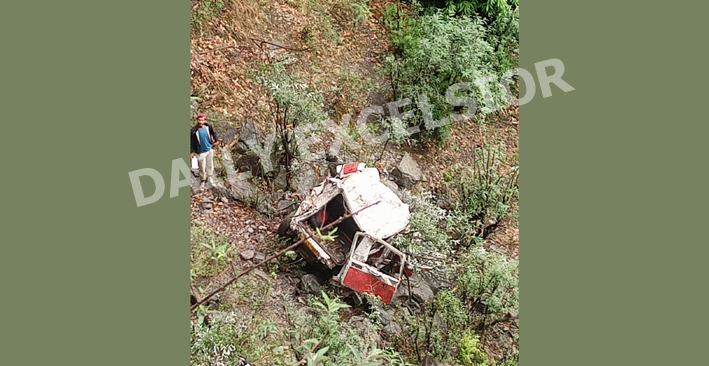 Wreckage of Tata Sumo lying in gorge after accident on Mahore-Bagga road. —Excelsior/Romesh Mengi Wreckage of Tata Sumo lying in gorge after accident on Mahore-Bagga road. —Excelsior/Romesh Mengi
